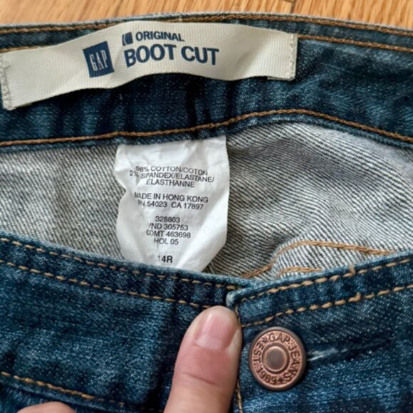 GAP dark denim jeans, stretch fabric, bootcut,  14 R - Picture 2 of 3